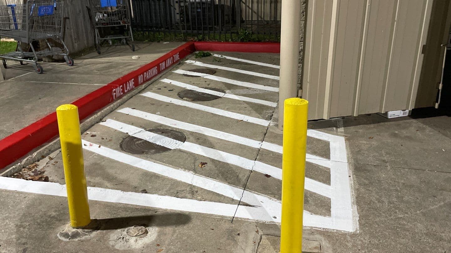 Commercial parking lot striping in progress by MSM Services Texas
